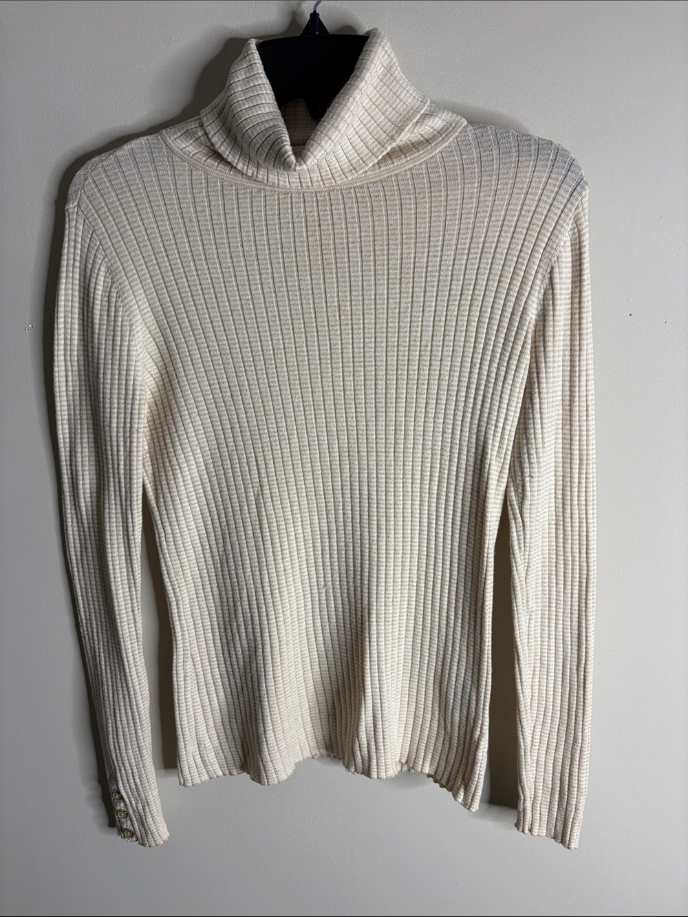 J. McLaughlin Cream Ribbed Cowl Neck Sweater